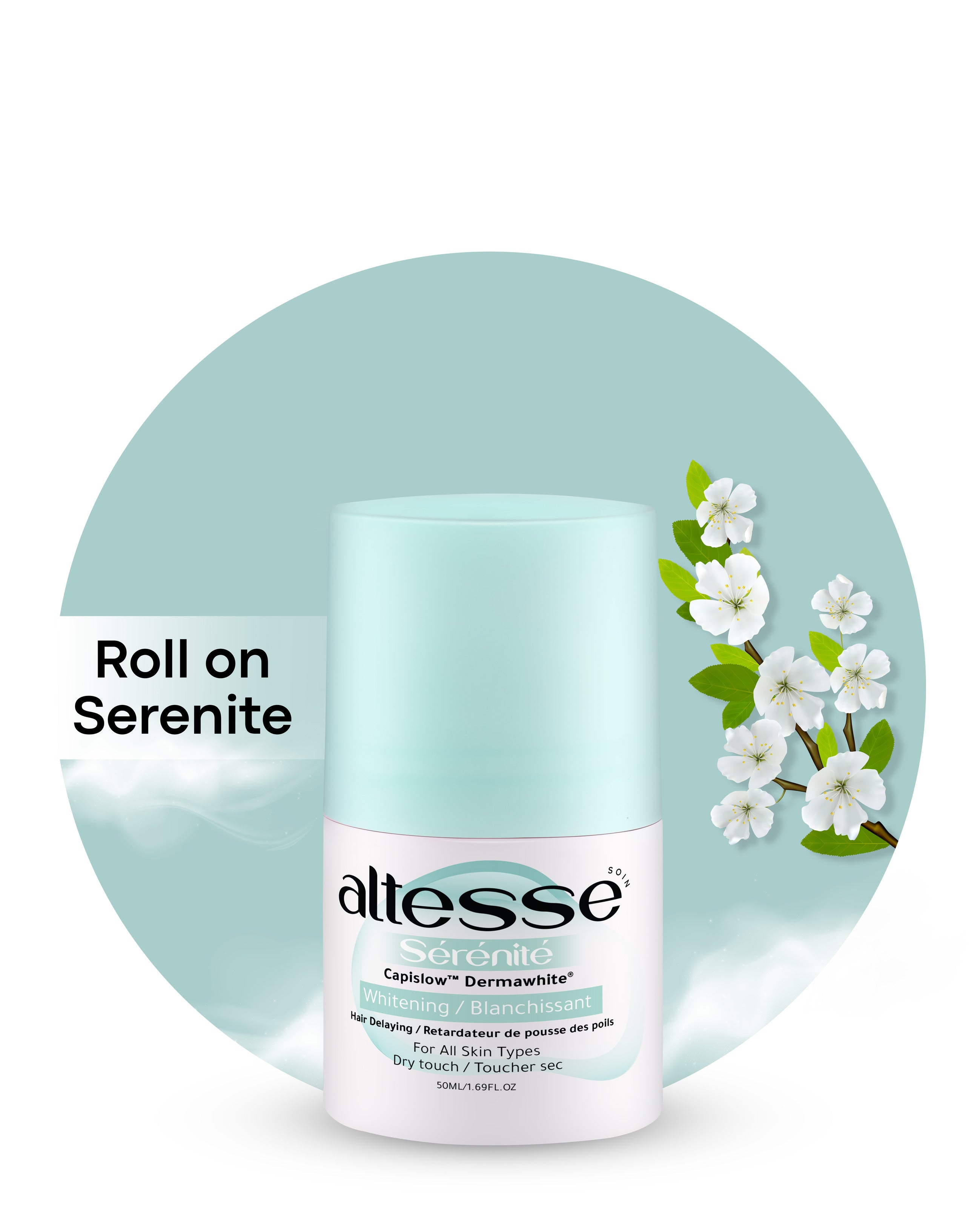 Whitening and Hair Delaying Roll-On Deodorant Sérénité 50Ml (sheer powder Scent)
